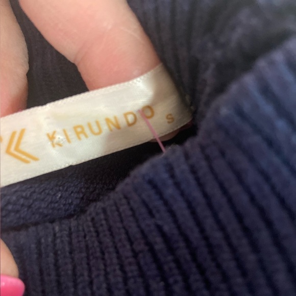 Kirundo~Super Soft~Navy & Off-White~Ribbed Knit~Striped~Pullover~Sweater~Size S - Picture 2 of 12